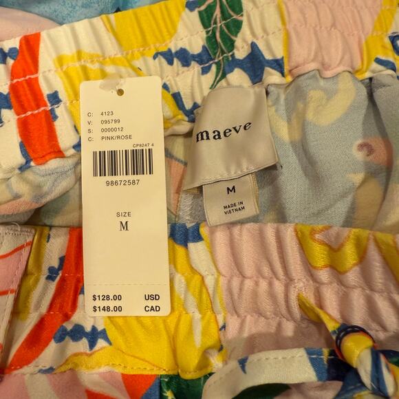 NWT Maeve Anthropologie Straight Leg Pink/Rose
 Abstract Print Pants sz M - Picture 12 of 14